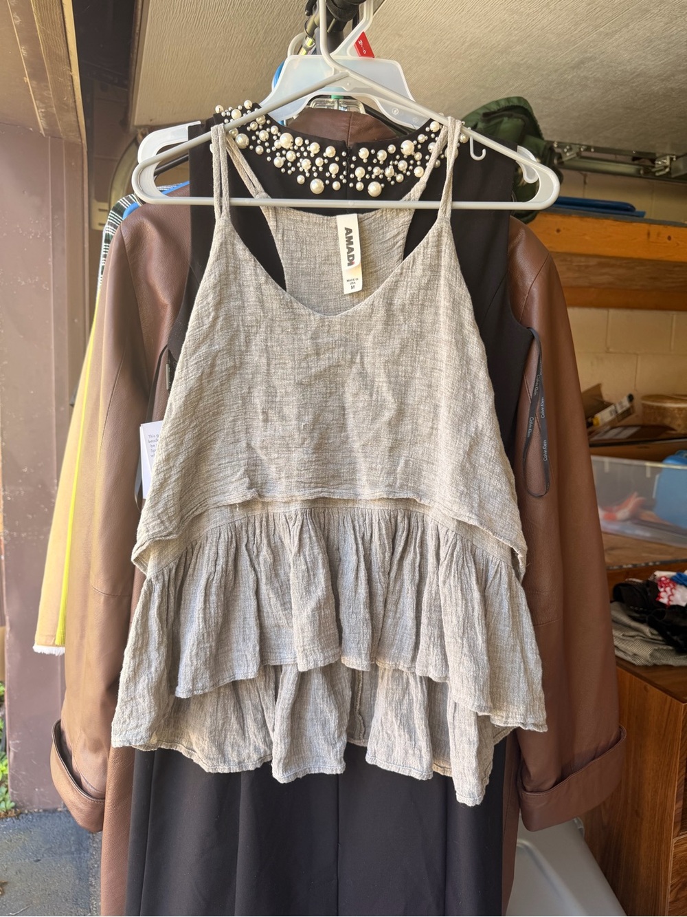 Amara Layered Ruffle Camisole - Light Gray